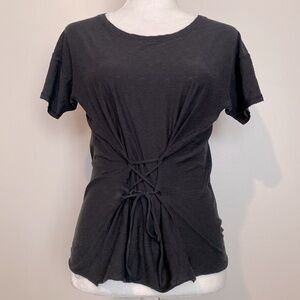 Nation LTD smoke gray corset cinch front Tshirt